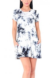 NICIAS Women's Tunic Casual Loose Swing T-Shirt Dress Short Sleeve with Pockets - Moj look - $15.99  ~ 13.73€