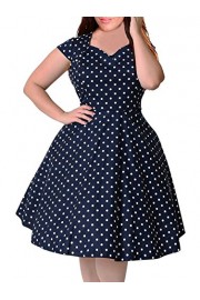 Nemidor Women's 1950s Style Polka Dot Pattern Vintage Plus Size Swing Dresss - Moj look - $59.99  ~ 51.52€