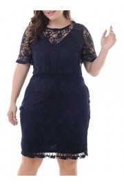 Nemidor Women's Double Layer Overlay Lace Bodycon Midi Plus Size Cocktail Dress - My look - $59.99 