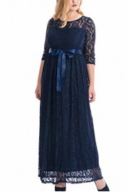 Nemidor Women's Empire Half Sleeves Floral Lace Plus Size Bridesmaid Maxi Dress - Il mio sguardo - $66.99  ~ 57.54€