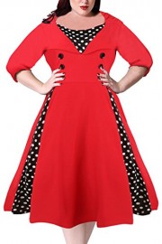 Nemidor Women's Half Sleeves 1950s Vintage Style Plus Size Swing Dress - My look - $69.99 