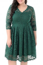 Nemidor Women's Half Sleeves Lace Overylay Plus Size Lace Cocktail Party Vintage Dress - My look - $69.99 