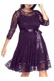Nemidor Women's Illusion Floral Lace 3/4 Sleeves Plus Size Cocktail Dress - My look - $59.99 