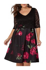 Nemidor Women's Lace Overlay 2 in 1 Style Half Sleeves Plus Size Midi Cocktail Dress - Moj look - $59.99  ~ 51.52€