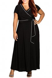 Nemidor Women's V-Neck Short Sleeves Plus Size Casual Maxi Dress - Moj look - $59.99  ~ 51.52€