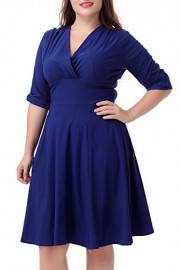 Nemidor Women's Vintage 1950s Style Sleeved Plus Size Swing Dress - Il mio sguardo - $69.99  ~ 60.11€