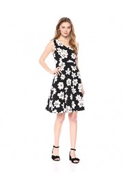 Nine West Women's Sleeveless Floral Printed Crepe a-Line Dress - Myファッションスナップ - $29.22  ~ ¥3,289