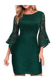 Noctflos Elegant 3/4 Bell Sleeve Floral Lace Cocktail Party Dress for Wedding Guest - Moj look - $69.99  ~ 60.11€