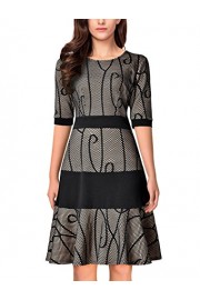 Noctflos Modest Half Sleeve A-Line Knee Length Dress for Women Cocktail Tea Party - Moj look - $75.99  ~ 65.27€