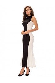 Noctflos Womens Mock Neck Illusion Fitted Bodycon Evening Gown Long Cocktail Dress Black - My look - $42.99 