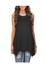 OUGES Women's Summer Sleeveless Floral Lace Flared Tunic Tank Tops - Myファッションスナップ - $18.99  ~ ¥2,137