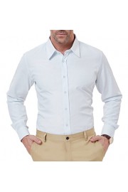 PAUL JONES Men's Stylish Pinstripe Pattern Long Sleeve Point Collar Dress Shirt - Mi look - $13.99  ~ 12.02€