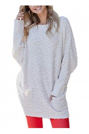 PRETTYGARDEN Women's Casual Fuzzy Batwing Long Sleeve Crew Neck Chunky Knit Oversized Popcorn Sweater Pullover with Pockets - Mi look - $29.59  ~ 25.41€