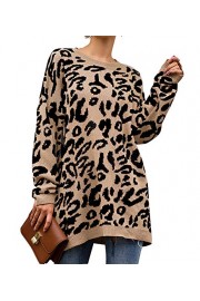 PRETTYGARDEN Women's Casual Leopard Print Long Sleeve Crew Neck Knitted Oversized Pullover Sweaters Tops - O meu olhar - $29.99  ~ 25.76€