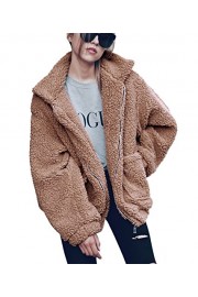 PRETTYGARDEN Women's Fashion Long Sleeve Lapel Zip Up Faux Shearling Shaggy Oversized Coat Jacket with Pockets Warm Winter - Moj look - $31.99  ~ 27.48€