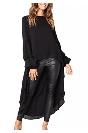 PRETTYGARDEN Women's Lantern Long Sleeve Round Neck High Low Asymmetrical Irregular Hem Casual Tops Blouse Shirt Dress - Mi look - $20.99  ~ 18.03€
