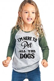 PacificPlex Girl's Graphic Baseball Tee T-Shirt Top - I'm Here To Pet All The Dogs! - My look - $28.99 