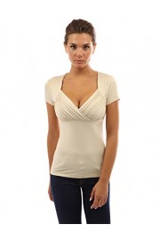 PattyBoutik Women's V Neck Pleated Empire Waist Top - My look - $27.99 