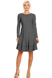 Petite Long Sleeve Cocktail Dresses for Women with Ruffle Hem - Made in USA - O meu olhar - $19.99  ~ 17.17€
