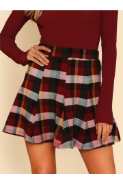 Plaid Print Paneled Skirt - Moj look - $17.00  ~ 14.60€