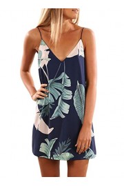Poetsky Women's Sleeveless Floral Print Strap V Neck Casual Summer Mini Dress - Moj look - $8.99  ~ 7.72€
