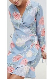 Платье с запахом и цветочным принтом Pre - Mi look - 