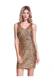 PrettyGuide Women's Sexy Deep V Neck Sequin Glitter Bodycon Stretchy Mini Party Dress - Моя внешность - $16.99  ~ 14.59€