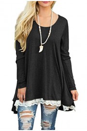 QIXING Women's Lace Long Sleee and Short Sleeve Tunic Top Blouse - Moj look - $29.99  ~ 190,51kn