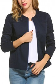 Qearal Women’s Casual O-Neck Long Sleeve Slim Fit Zip Up Short Jacket Coat Outwear - My look - $32.99 