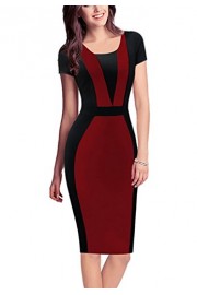 REPHYLLIS Women Summer Round Neck Business Working Cocktail Party Bodycon Dress - My look - $23.99 