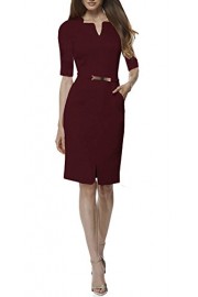 REPHYLLIS Women's Official v Neck Optical Illusion Half Sleeve Business Dress - My look - $15.99 