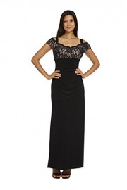 RM Richards Black Off-The-Shoulder Lace Top Long Dress - My时装实拍 - $49.00  ~ ¥328.32