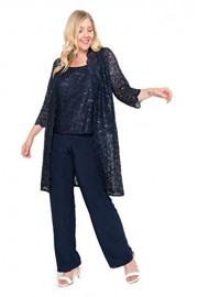 R&M Richards Plus Size Pantsuit Mother of The Bride Lace Jacket - My时装实拍 - $98.99  ~ ¥663.27
