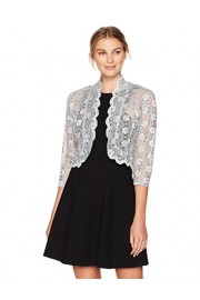 R&M Richards Women's 1 Piece Laced Jacket Shrug with Sequins in Missy in Silver - Moj look - $39.00  ~ 33.50€