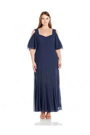 R&M Richards Women's Size Cold Shoulder Long Beaded Dress Plus, - My时装实拍 - $129.00  ~ ¥864.34