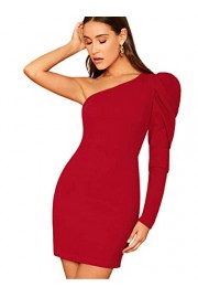 ROMWE Women's Sexy One Shoulder Bodycon High Waist Solid Mini Cocktail Party Dress - Moj look - $19.99  ~ 17.17€