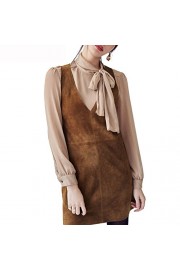 R.Vivimos Women Autumn Suede Vintage V Neck Sleeveless Pockets A Line Dresses - Myファッションスナップ - $29.99  ~ ¥3,375