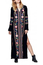 R.Vivimos Women Cotton 3/4 Sleeve V Neck Side Split Long Dresses + Lining 2 Piece - My look - $28.99 