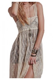 R.Vivimos Women Spaghetti Straps Sexy See Through Lace Long Dresses - My look - $19.99 