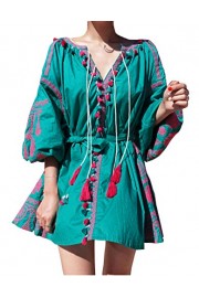 R.Vivimos Women Tassel Embroidered Short Dresses with Belt - Myファッションスナップ - $39.99  ~ ¥4,501