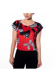 Red Black Cropped Graphic Print Tee - My photos - $46.00 