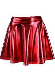 Red Leather Skirt - Mi look - 