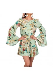 RedLife Bell Sleeve Casual Dress, Casual Floral Dress, Shirt Floral Print Bell Sleeve Blouse Mini Dress - Il mio sguardo - $39.99  ~ 34.35€