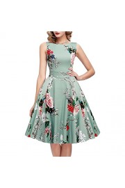 RedLife Women’s Vintage 1950s Classy Floral Boat Neck Sleeveless Above Knee Casual Cocktail Spring Garden Party Mini Dress - Il mio sguardo - $15.99  ~ 13.73€