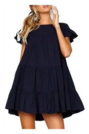 Relipop Fashion Summer Dress Long Sleeve Ruffle Hem Dresses Casual Short Dresses - My look - $19.99 