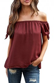 Relipop Summer Women's Short Sleeve Off Shoulder Tops Casual Shirt Blouses - Mein aussehen - $19.99  ~ 17.17€