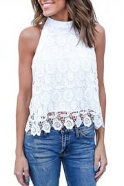 Relipop Summer Women's Sleeveless Backless Halter Shirt Strapless Lace Crop Tank Top Blouse - My look - $19.99 