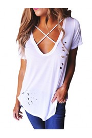 Relipop Women's Fashion Cross Front Deep V Neck Sexy Blouse Tops Shirts - Mein aussehen - $9.99  ~ 8.58€