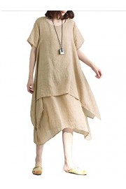 Romacci Women’s Casual Loose Long Dress Short Sleeves Linen Cotton Maxi Dresses - Moj look - $16.28  ~ 13.98€
