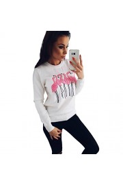 Romacci Women's Embroidery Flamingo Long Sleeve O Neck Casual Pullover Sweatshirt Tops - My look - $11.99 